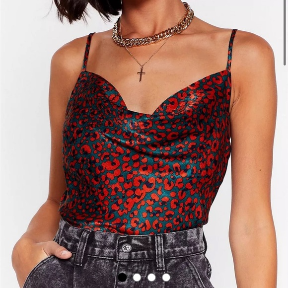 Nastygal cowl neck cami top leopard print - Picture 4 of 4